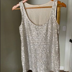 J. Crew Sequined Cream Shell Size M
